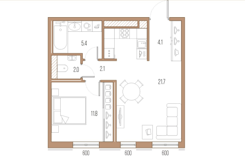 1-комнатная квартира, 47.1 м²; этаж: 4 - купить в Санкт-Петербурге