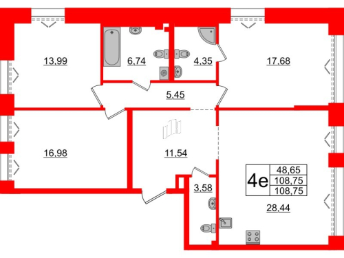 3-комнатная квартира, 108.75 м²; этаж: 2 - купить в Санкт-Петербурге