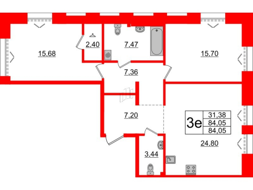 2-комнатная квартира, 84.05 м²; этаж: 2 - купить в Санкт-Петербурге