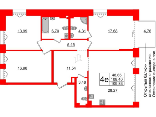3-комнатная квартира, 108.4 м²; этаж: 4 - купить в Санкт-Петербурге