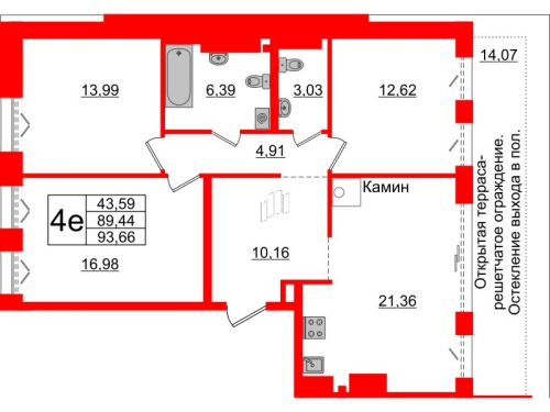 3-комнатная квартира, 89.44 м²; этаж: 8 - купить в Санкт-Петербурге