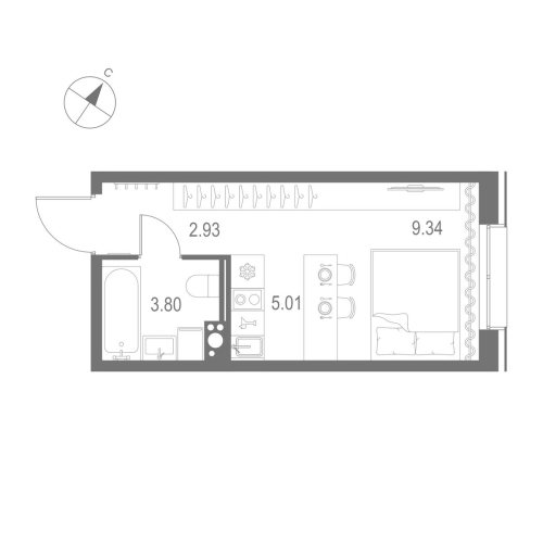 1-комнатная квартира, 21.8 м²; этаж: 7 - купить в Санкт-Петербурге