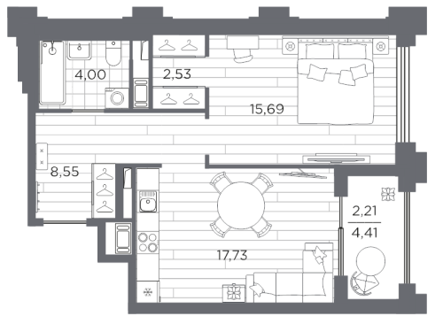 1-комнатная квартира, 50.71 м²; этаж: 5 - купить в Санкт-Петербурге