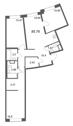 3-комнатная квартира, 85.76 м²; этаж: 5 - купить в Санкт-Петербурге