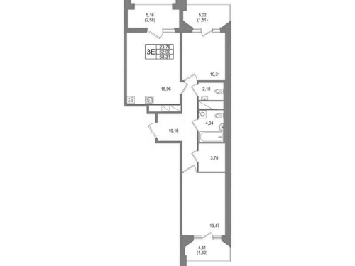 2-комнатная квартира, 68.31 м²; этаж: 11 - купить в Санкт-Петербурге