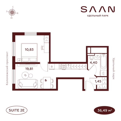 1-комнатная квартира, 36.49 м²; этаж: 9 - купить в Санкт-Петербурге