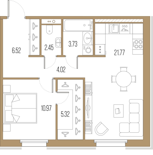 3-комнатная квартира, 54.17 м²; этаж: 1 - купить в Санкт-Петербурге