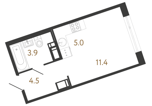 1-комнатная квартира, 24.8 м²; этаж: 6 - купить в Санкт-Петербурге