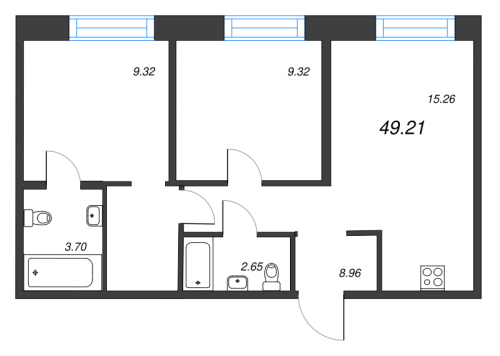 2-комнатная квартира, 49.21 м²; этаж: 8 - купить в Санкт-Петербурге