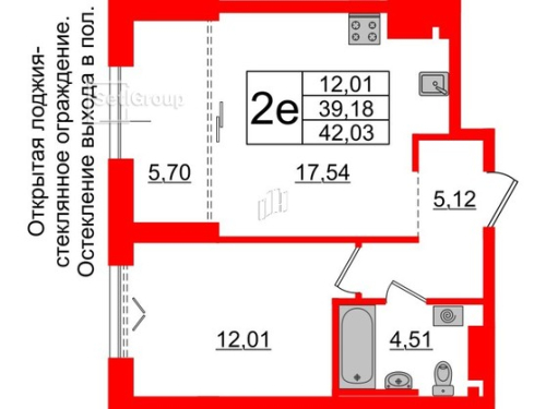 1-комнатная квартира № в: IMPERIAL CLUB: 39.18 м²; этаж: 7 - купить в Санкт-Петербурге