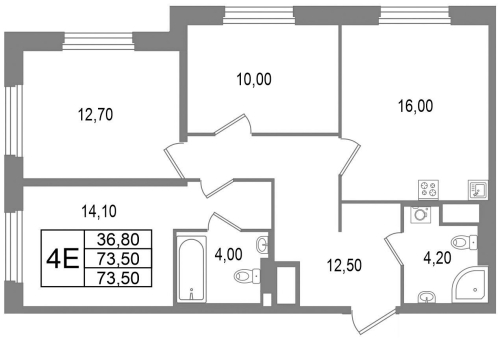 3-комнатная квартира, 73.5 м²; этаж: 5 - купить в Санкт-Петербурге
