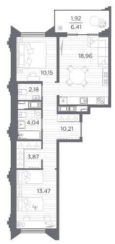 2-комнатная квартира, 64.8 м²; этаж: 12 - купить в Санкт-Петербурге