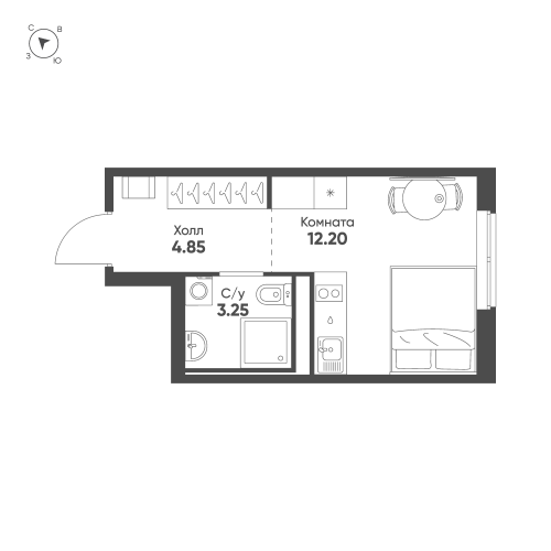 1-комнатная квартира, 20.3 м²; этаж: 16 - купить в Санкт-Петербурге