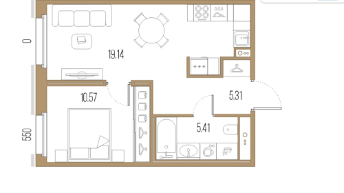 1-комнатная квартира, 40.43 м²; этаж: 2 - купить в Санкт-Петербурге