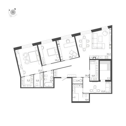 3-комнатная квартира №47 в: ЛДМ: 165.2 м²; этаж: 2 - купить в Санкт-Петербурге