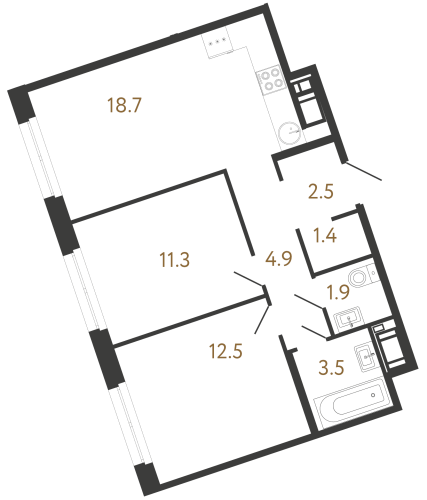 2-комнатная квартира, 56.7 м²; этаж: 6 - купить в Санкт-Петербурге