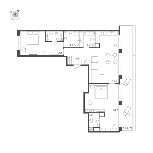 3-комнатная квартира №47 в: ЛДМ: 113.1 м²; этаж: 9 - купить в Санкт-Петербурге