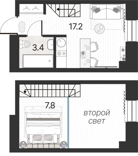 1-комнатная квартира, 28.4 м²; этаж: 6 - купить в Санкт-Петербурге