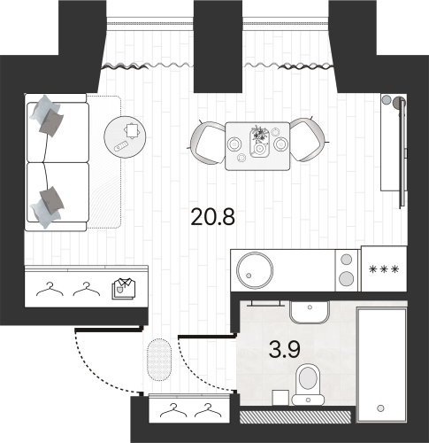 1-комнатная квартира, 34.5 м²; этаж: 9 - купить в Санкт-Петербурге
