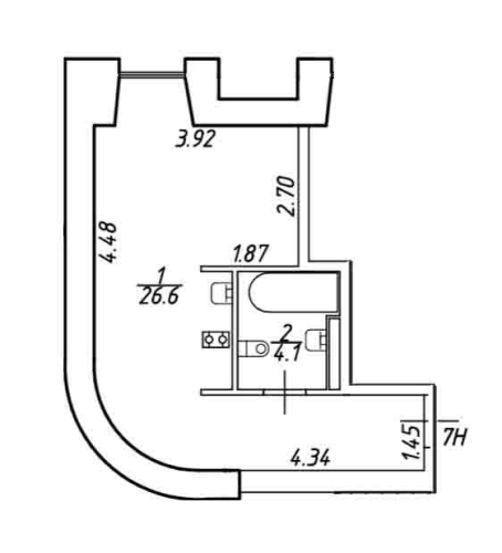 1-комнатная квартира, 30.7 м²; этаж: 1 - купить в Санкт-Петербурге