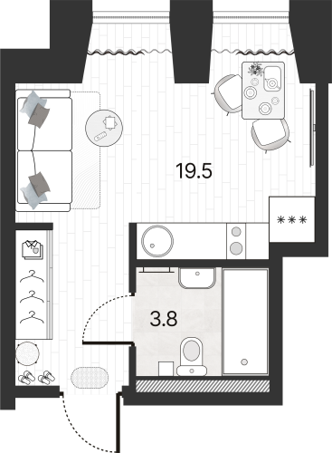 1-комнатная квартира, 30.8 м²; этаж: 9 - купить в Санкт-Петербурге