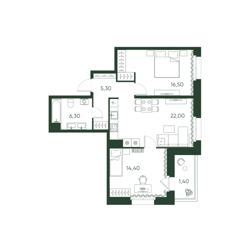 2-комнатная квартира, 65.9 м²; этаж: 5 - купить в Санкт-Петербурге