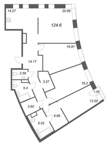 3-комнатная квартира, 124.6 м²; этаж: 4 - купить в Санкт-Петербурге