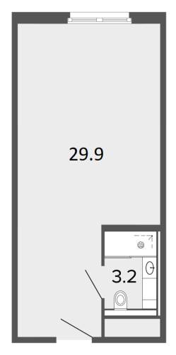 1-комнатная квартира, 33.4 м²; этаж: 8 - купить в Санкт-Петербурге