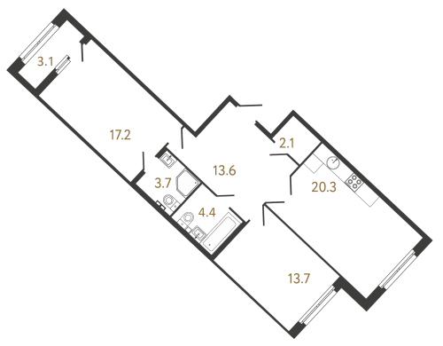 2-комнатная квартира, 75 м²; этаж: 4 - купить в Санкт-Петербурге