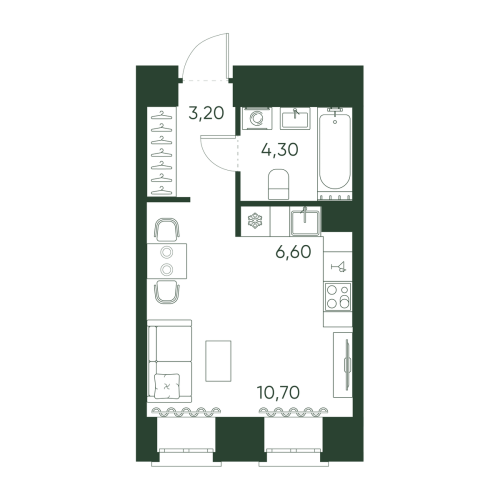 1-комнатная квартира, 24.8 м²; этаж: 3 - купить в Санкт-Петербурге