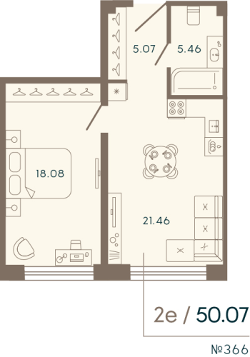 1-комнатная квартира, 50.07 м²; этаж: 4 - купить в Санкт-Петербурге
