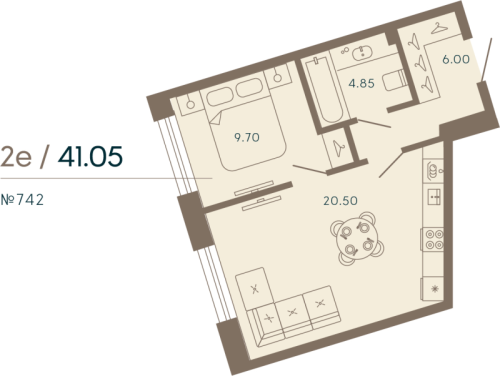 1-комнатная квартира, 41.05 м²; этаж: 5 - купить в Санкт-Петербурге