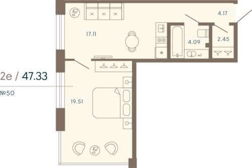 1-комнатная квартира, 47.33 м²; этаж: 3 - купить в Санкт-Петербурге