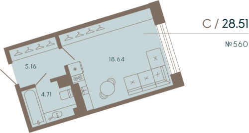 2-комнатная квартира, 74.41 м²; этаж: 7 - купить в Санкт-Петербурге