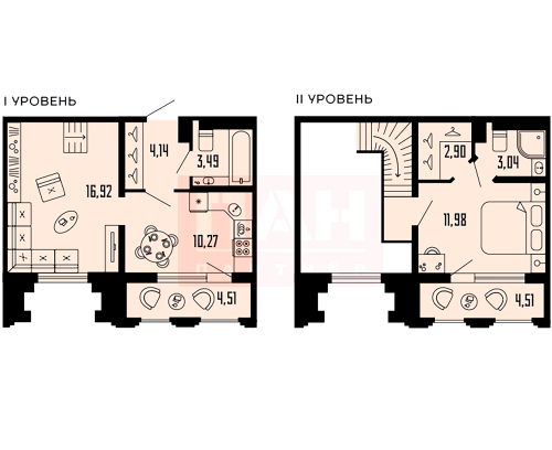2-комнатная квартира №39 в: «Шепилевский»: 57.26 м²; этаж: 22 - купить в Санкт-Петербурге