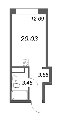 1-комнатная квартира, 20.51 м²; этаж: 6 - купить в Санкт-Петербурге