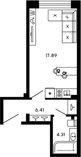 1-комнатная квартира, 28.61 м²; этаж: 5 - купить в Санкт-Петербурге