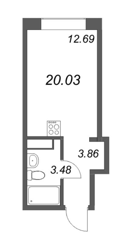 1-комнатная квартира, 20.51 м²; этаж: 6 - купить в Санкт-Петербурге