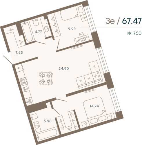 2-комнатная квартира, 67.47 м²; этаж: 6 - купить в Санкт-Петербурге