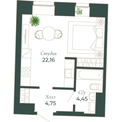 1-комнатная квартира, 32.1 м²; этаж: 5 - купить в Санкт-Петербурге