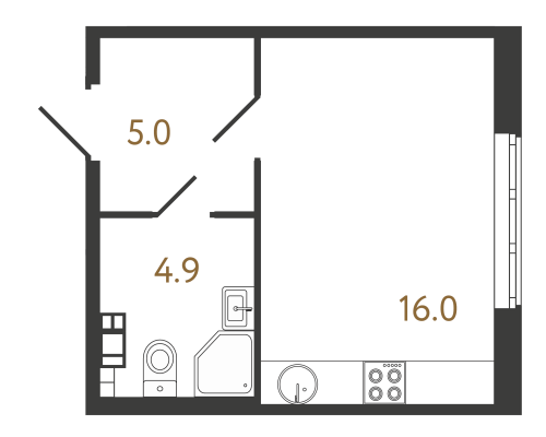 1-комнатная квартира, 26 м²; этаж: 3 - купить в Санкт-Петербурге