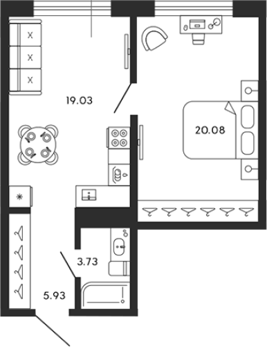 1-комнатная квартира, 48.77 м²; этаж: 8 - купить в Санкт-Петербурге