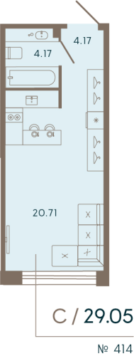 1-комнатная квартира, 29.5 м²; этаж: 6 - купить в Санкт-Петербурге