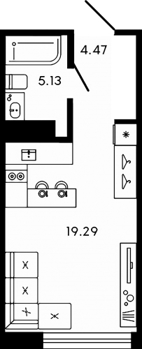 1-комнатная квартира, 28.89 м²; этаж: 6 - купить в Санкт-Петербурге