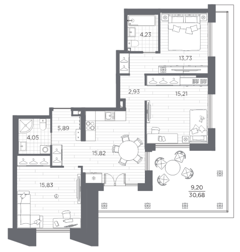 3-комнатная квартира, 86.89 м²; этаж: 11 - купить в Санкт-Петербурге
