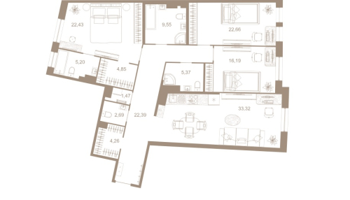 3-комнатная квартира, 150.2 м²; этаж: 6 - купить в Санкт-Петербурге