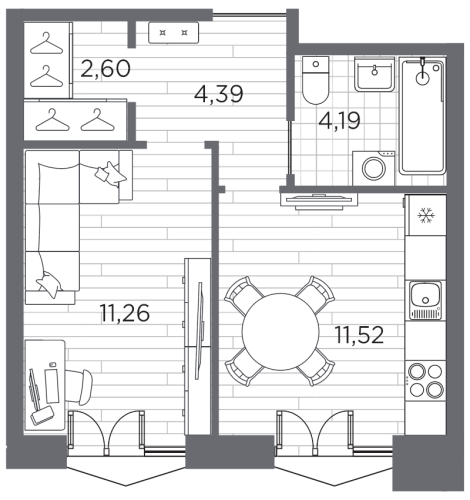 1-комнатная квартира, 33.96 м²; этаж: 5 - купить в Санкт-Петербурге