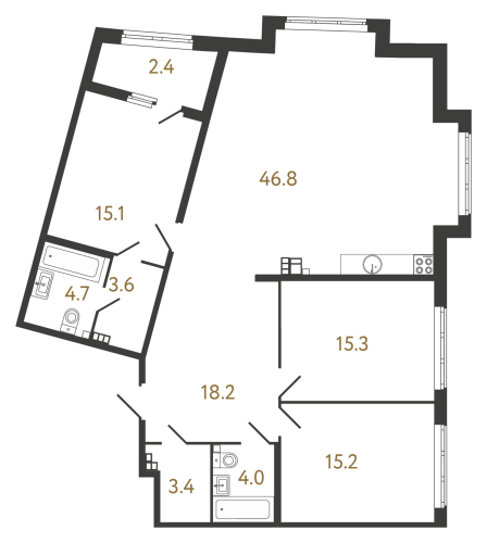 3-комнатная квартира, 126 м²; этаж: 4 - купить в Санкт-Петербурге