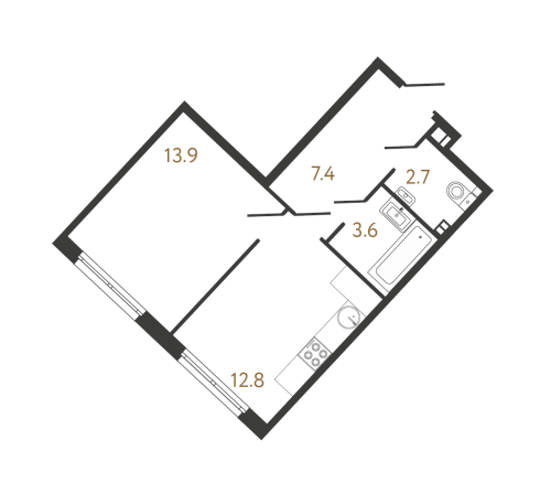 1-комнатная квартира, 40.2 м²; этаж: 3 - купить в Санкт-Петербурге