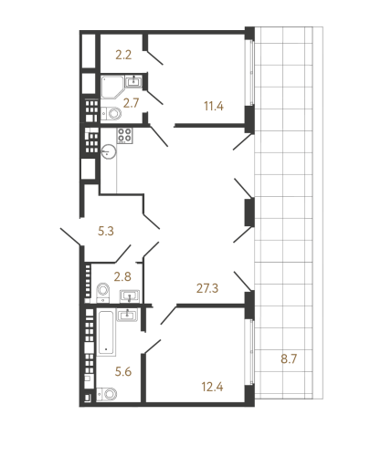2-комнатная квартира, 70.1 м²; этаж: 8 - купить в Санкт-Петербурге